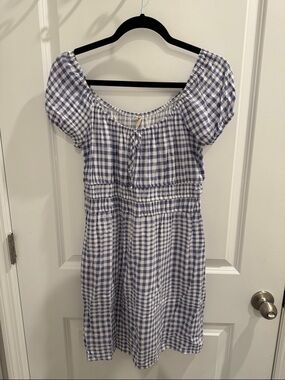 Purple and White Gingham Cottage Cire Mini Dress